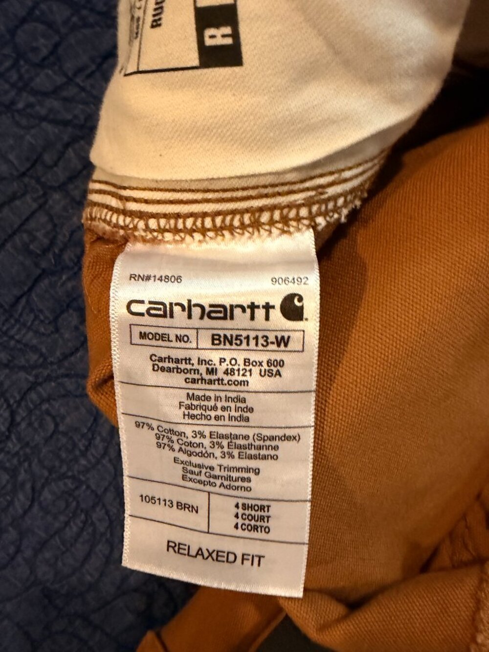 NWT Carhartt Rugged Flex Relaxed Fit Canvas Work Pants 4 Short Brown - Picture 9 of 10